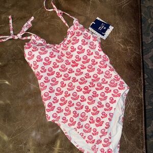 Roller Rabbit Pink and White One Piece Swimsuit